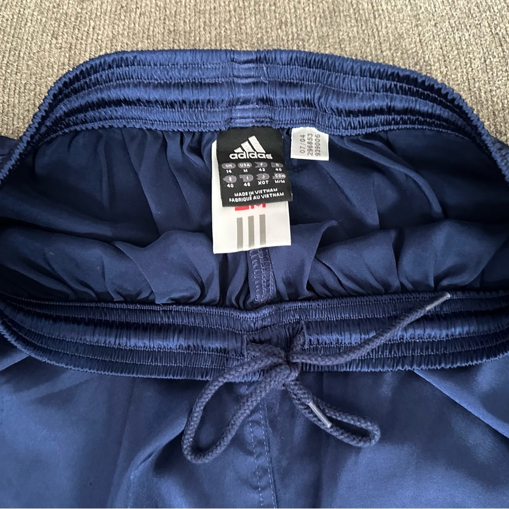 Adidas Navy Blue Satin 3 Stripe Soccer Athletic Shorts Sz. L - Picture 7 of 9
